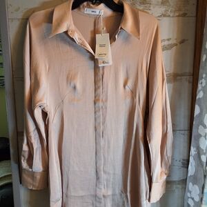 MNG By Mango Light Pink Button-Up Shirt XS-New With Tags